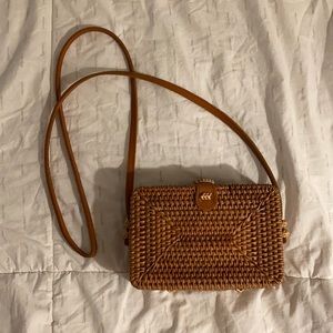 Wicker/straw woven basket purse